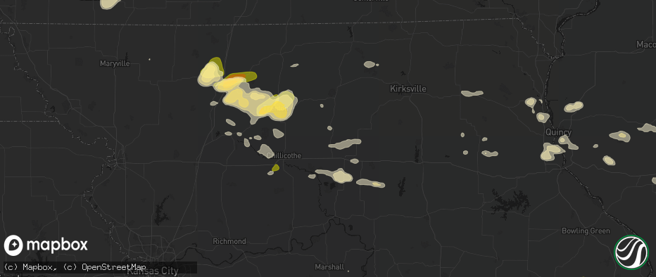 Hail map in Linneus, MO on May 16, 2026