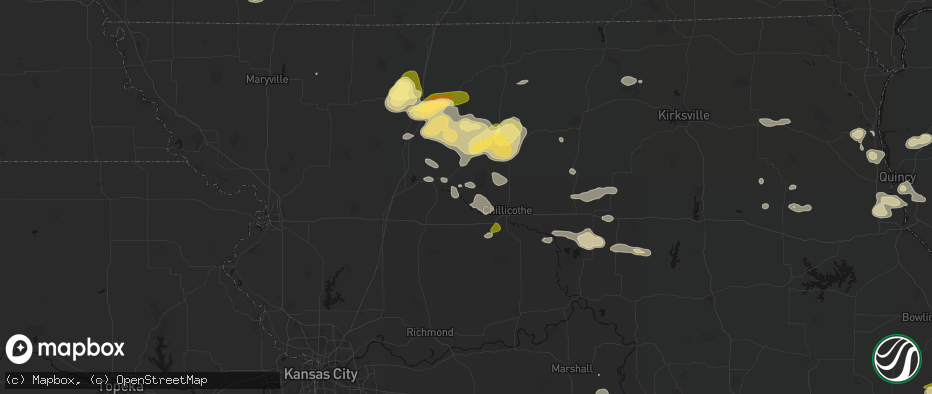Hail map in Lock Springs, MO on May 16, 2026