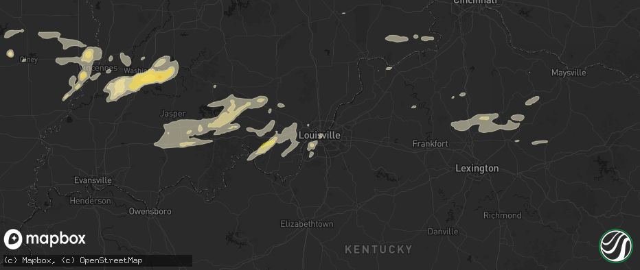 Hail map in Louisville, KY on May 16, 2026