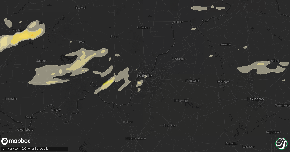 Hail map in Louisville, KY on May 16, 2026
