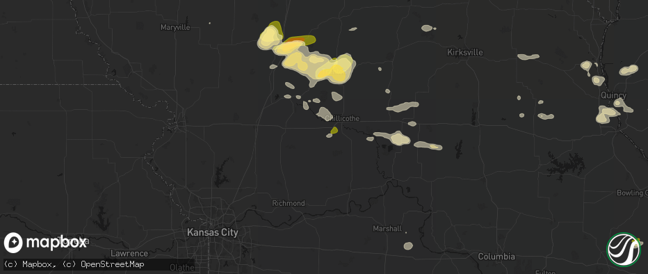 Hail map in Ludlow, MO on May 16, 2026