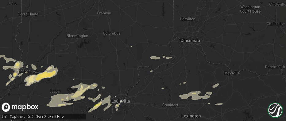 Hail map in Madison, IN on May 16, 2026