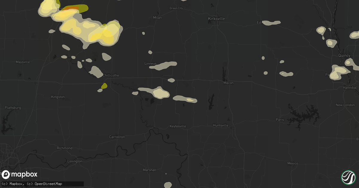 Hail map in Marceline, MO on May 16, 2026