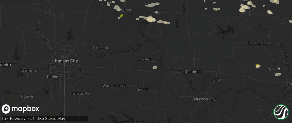 Hail map in Marshall, MO on May 16, 2026