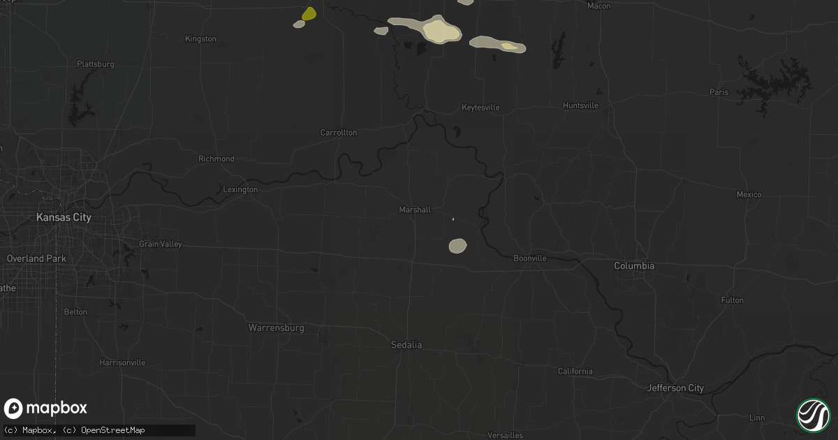 Hail map in Marshall, MO on May 16, 2026