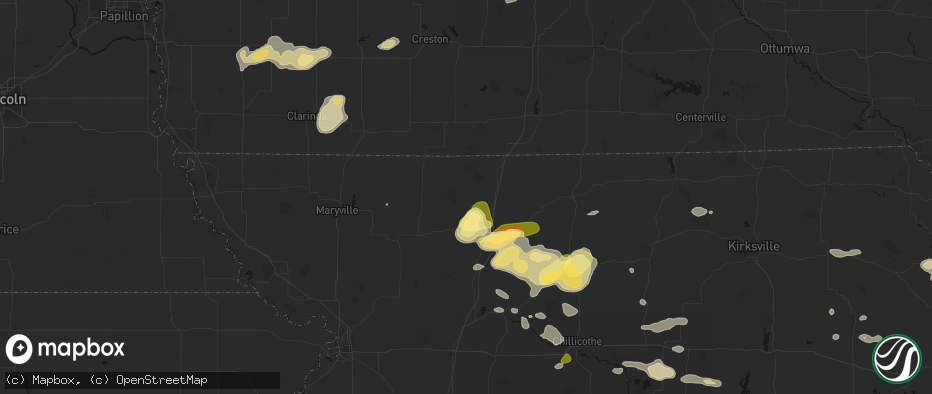 Hail map in Martinsville, MO on May 16, 2026