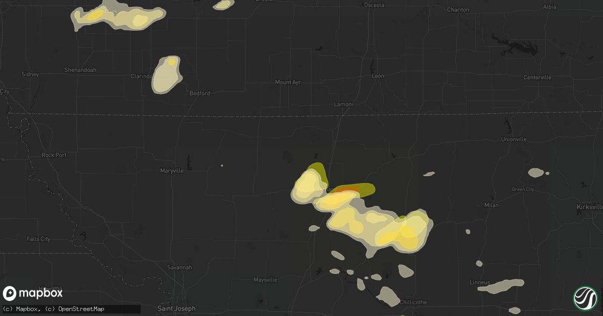 Hail map in Martinsville, MO on May 16, 2026
