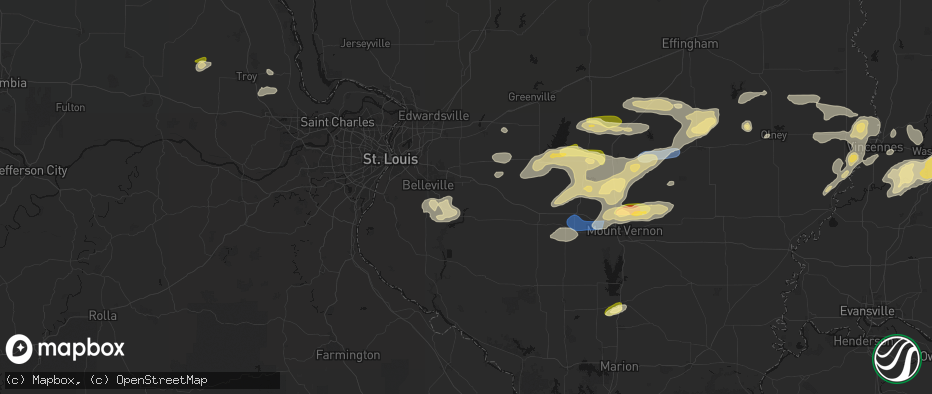 Hail map in Mascoutah, IL on May 16, 2026