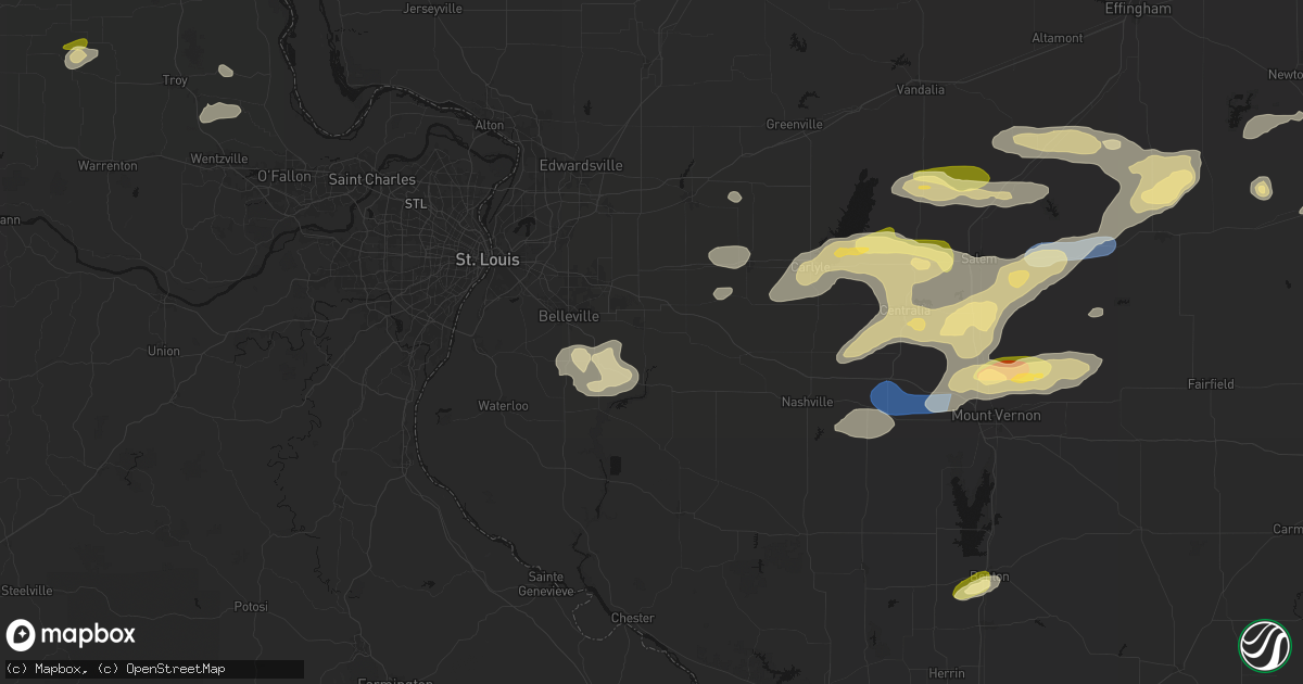 Hail map in Mascoutah, IL on May 16, 2026