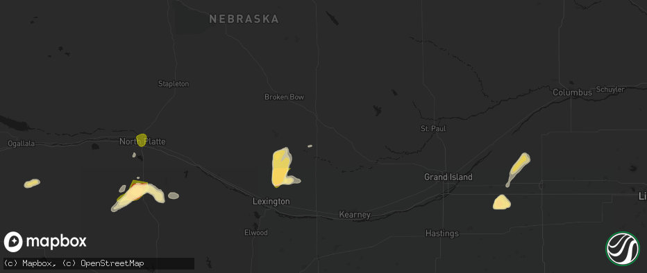 Hail map in Mason City, NE on May 16, 2026