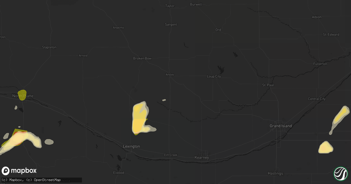 Hail map in Mason City, NE on May 16, 2026