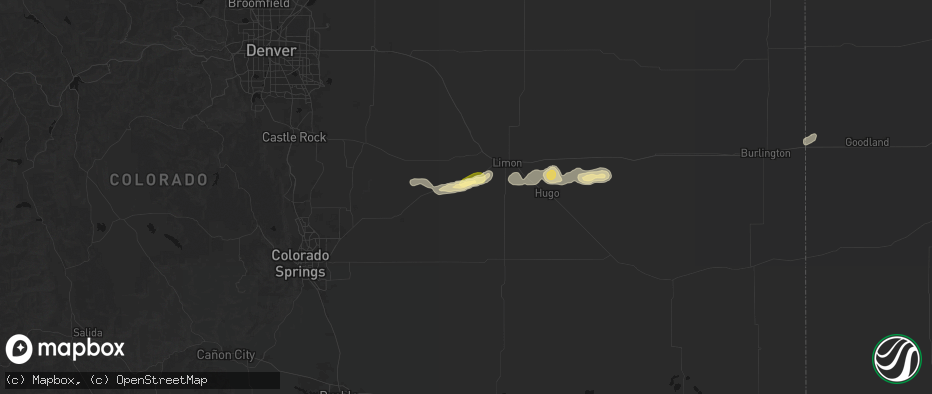 Hail map in Matheson, CO on May 16, 2026
