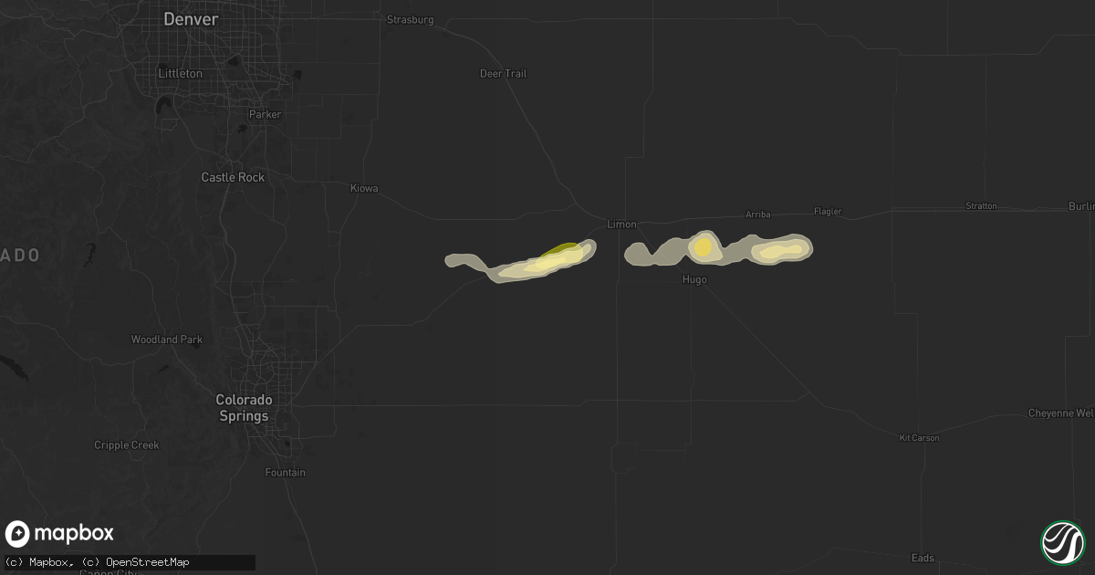 Hail map in Matheson, CO on May 16, 2026