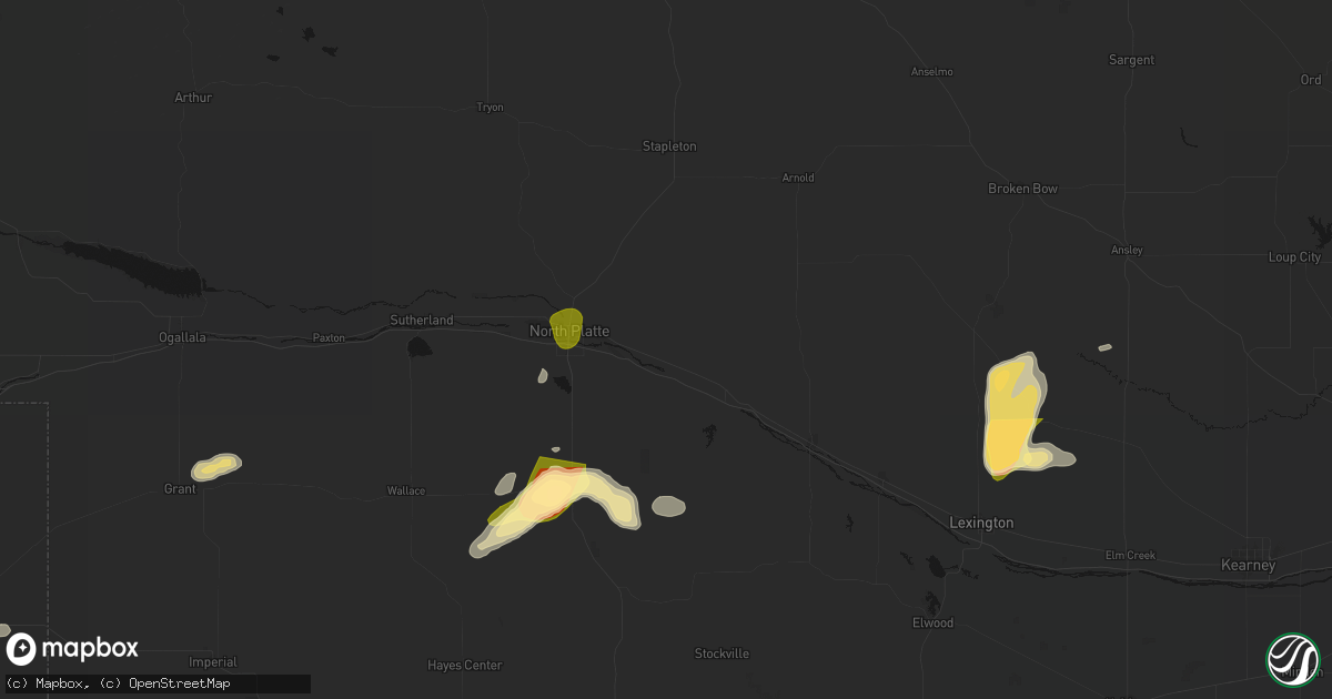 Hail map in Maxwell, NE on May 16, 2026