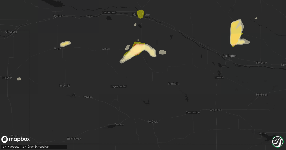 Hail map in Maywood, NE on May 16, 2026