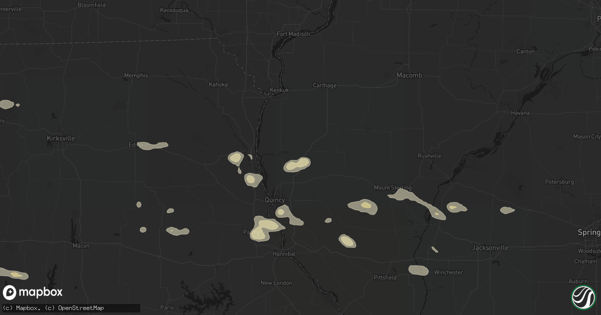 Hail map in Mendon, IL on May 16, 2026