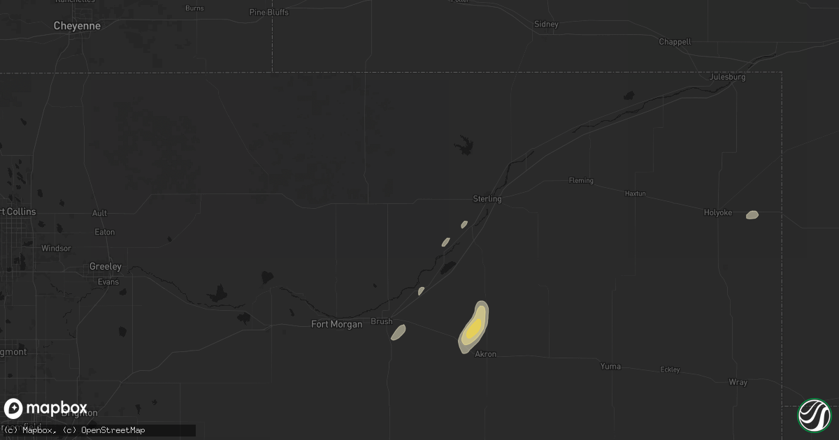 Hail map in Merino, CO on May 16, 2026
