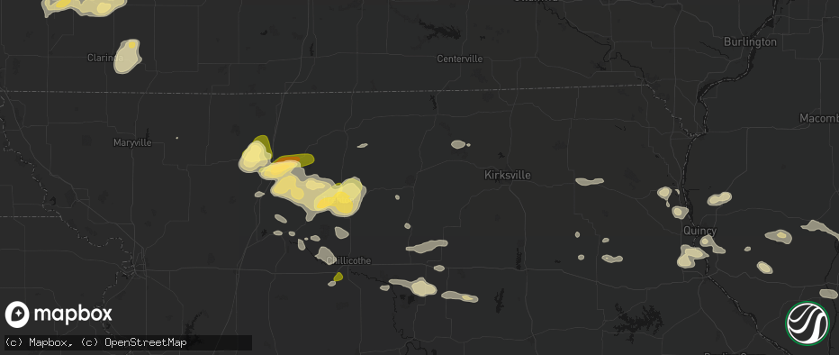 Hail map in Milan, MO on May 16, 2026