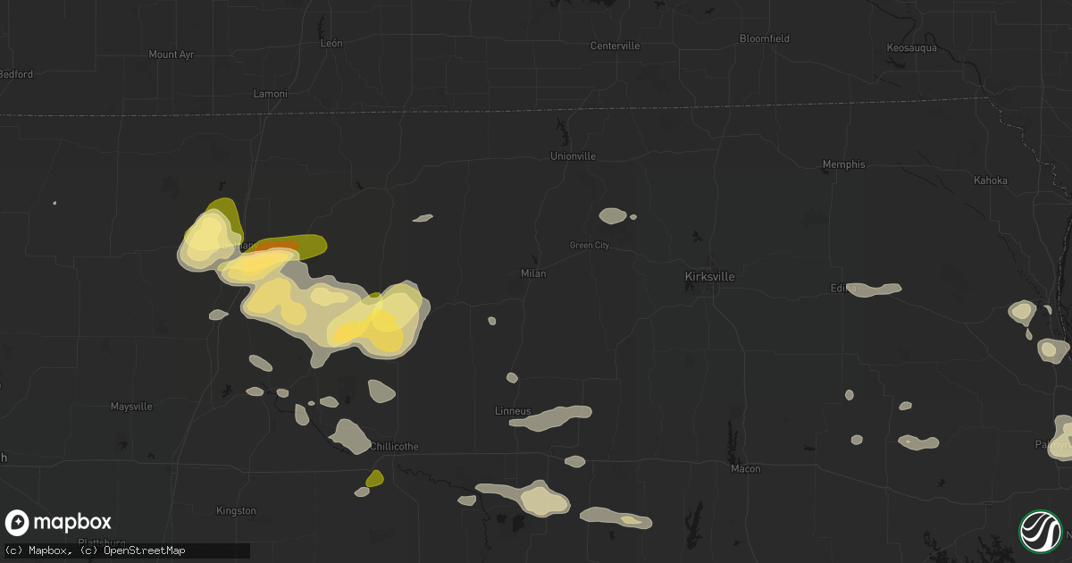 Hail map in Milan, MO on May 16, 2026