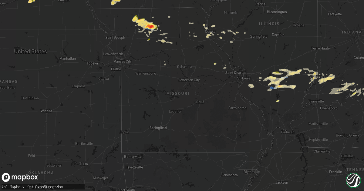 Hail map in Missouri on May 16, 2026