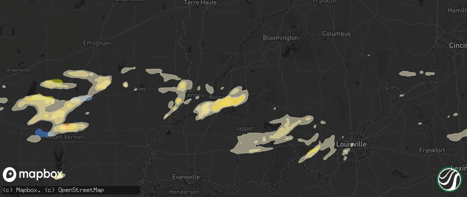 Hail map in Montgomery, IN on May 16, 2026