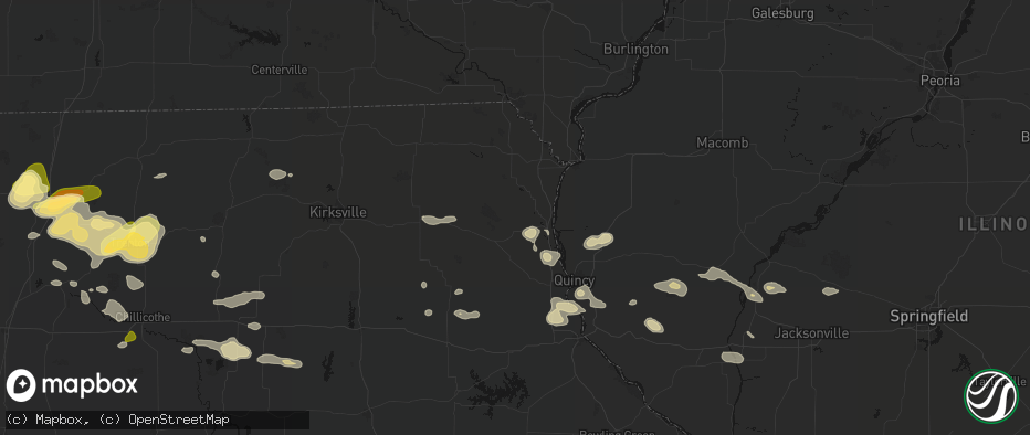 Hail map in Monticello, MO on May 16, 2026