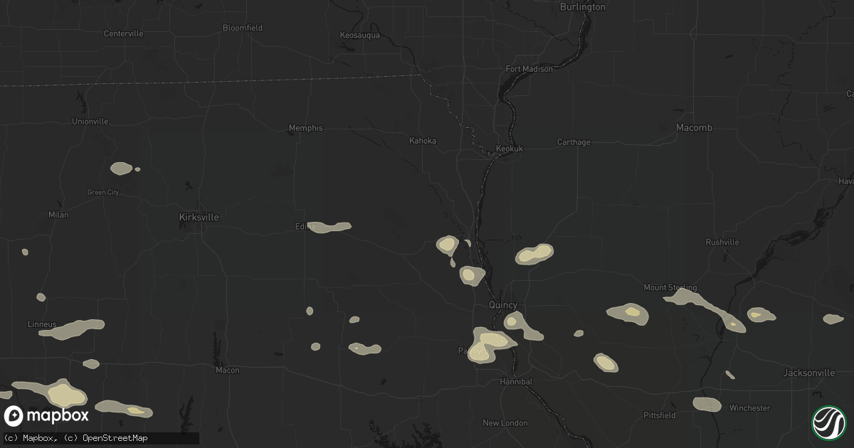 Hail map in Monticello, MO on May 16, 2026