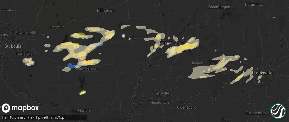 Hail map in Mount Carmel, IL on May 16, 2026