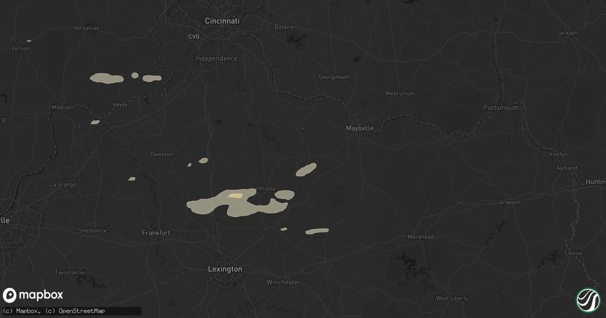 Hail map in Mount Olivet, KY on May 16, 2026