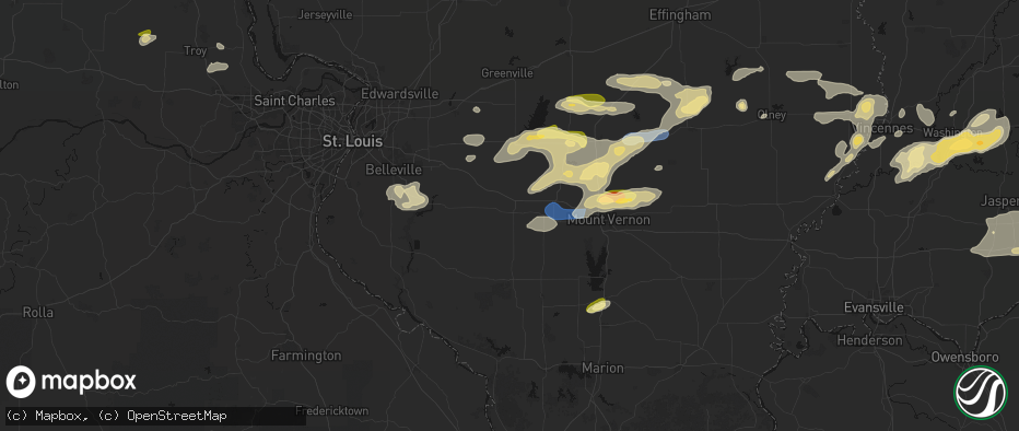 Hail map in Nashville, IL on May 16, 2026