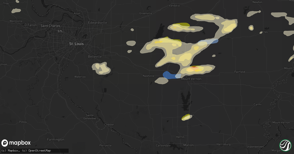 Hail map in Nashville, IL on May 16, 2026