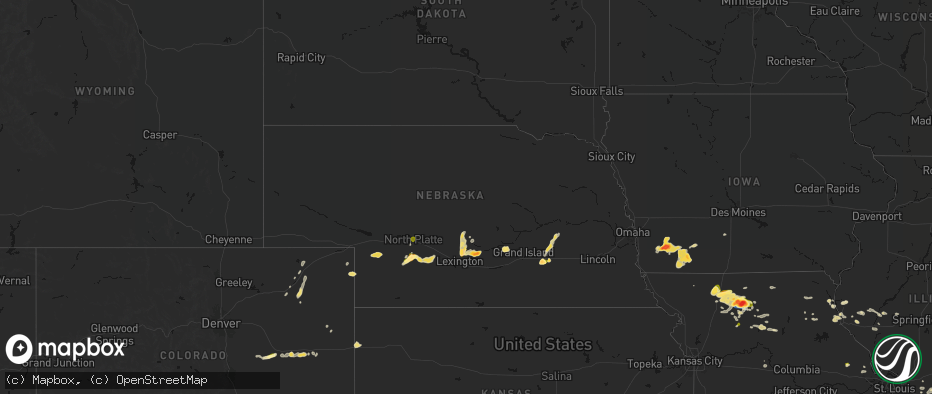 Hail map in Nebraska on May 16, 2026