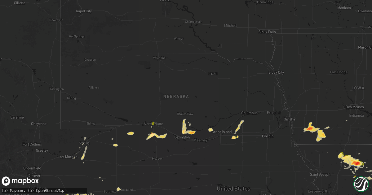 Hail map in Nebraska on May 16, 2026