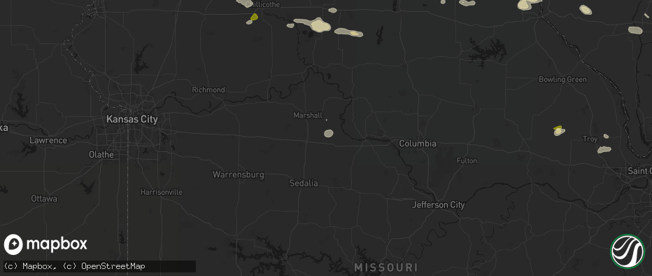 Hail map in Nelson, MO on May 16, 2026