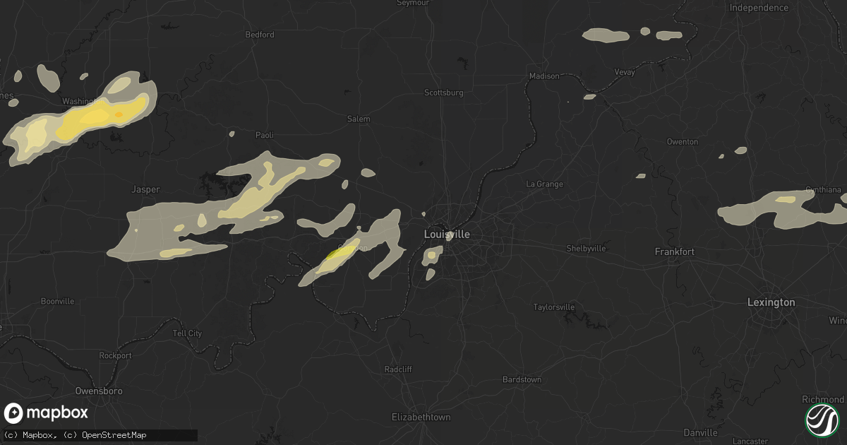 Hail map in New Albany, IN on May 16, 2026