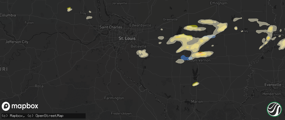 Hail map in New Athens, IL on May 16, 2026