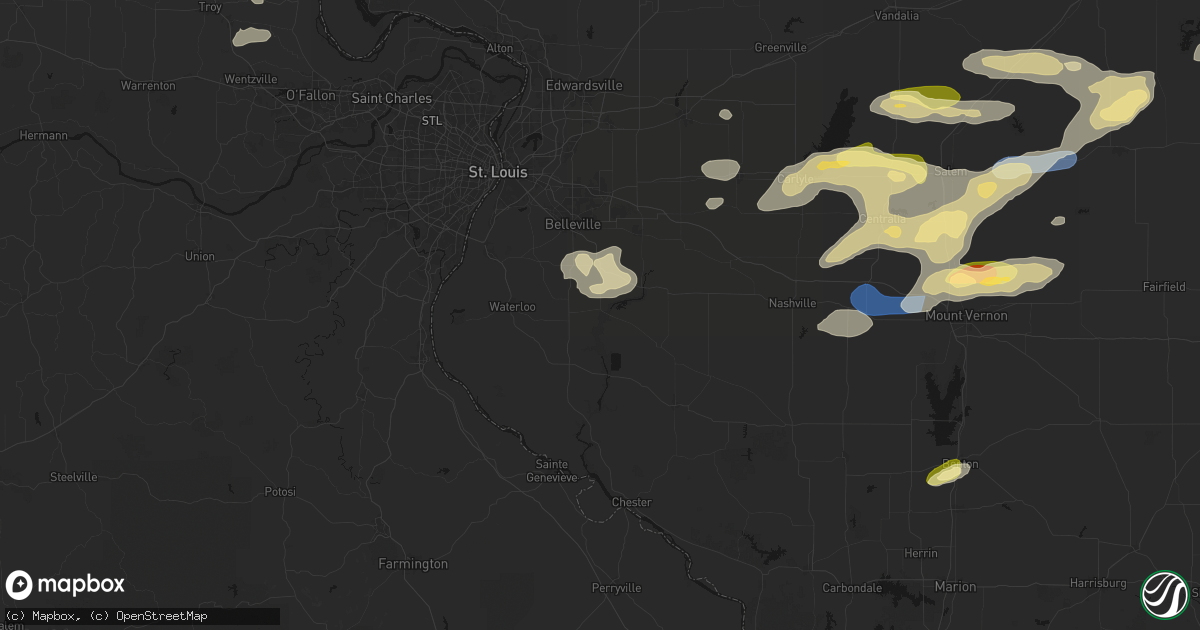Hail map in New Athens, IL on May 16, 2026