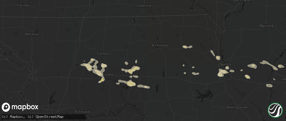 Hail map in New Boston, MO on May 16, 2026