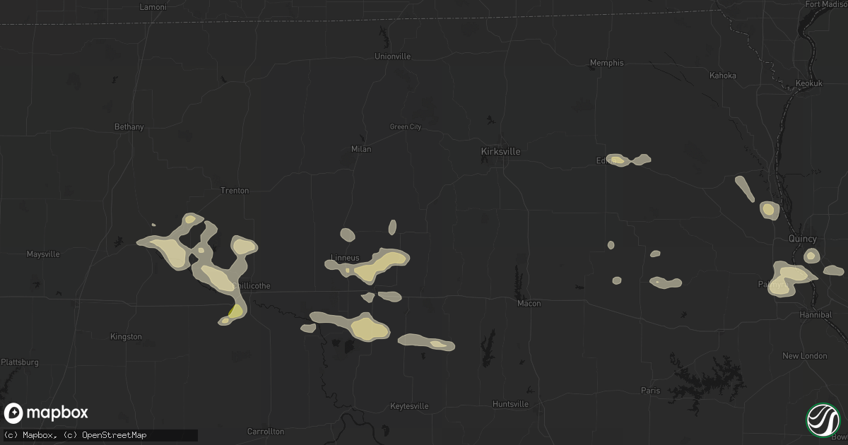 Hail map in New Boston, MO on May 16, 2026