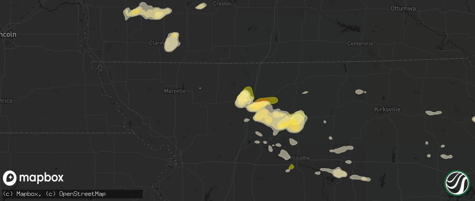 Hail map in New Hampton, MO on May 16, 2026