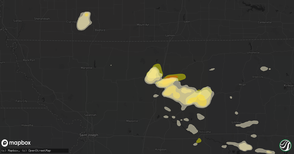 Hail map in New Hampton, MO on May 16, 2026