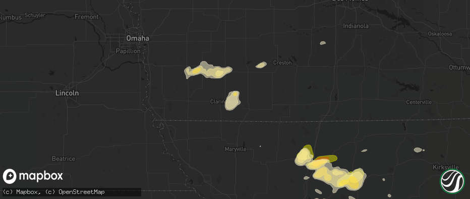 Hail map in New Market, IA on May 16, 2026
