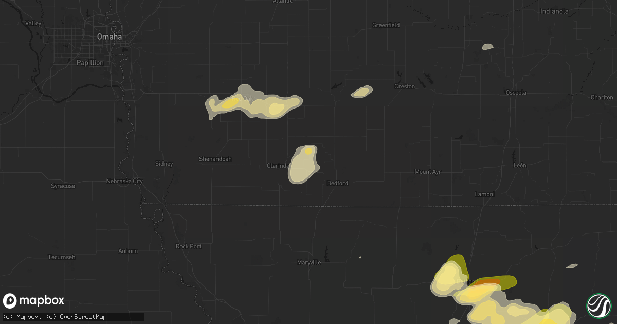 Hail map in New Market, IA on May 16, 2026