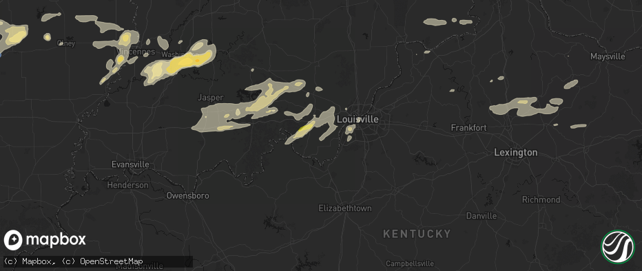 Hail map in New Middletown, IN on May 16, 2026