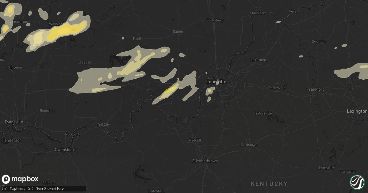 Hail map in New Middletown, IN on May 16, 2026