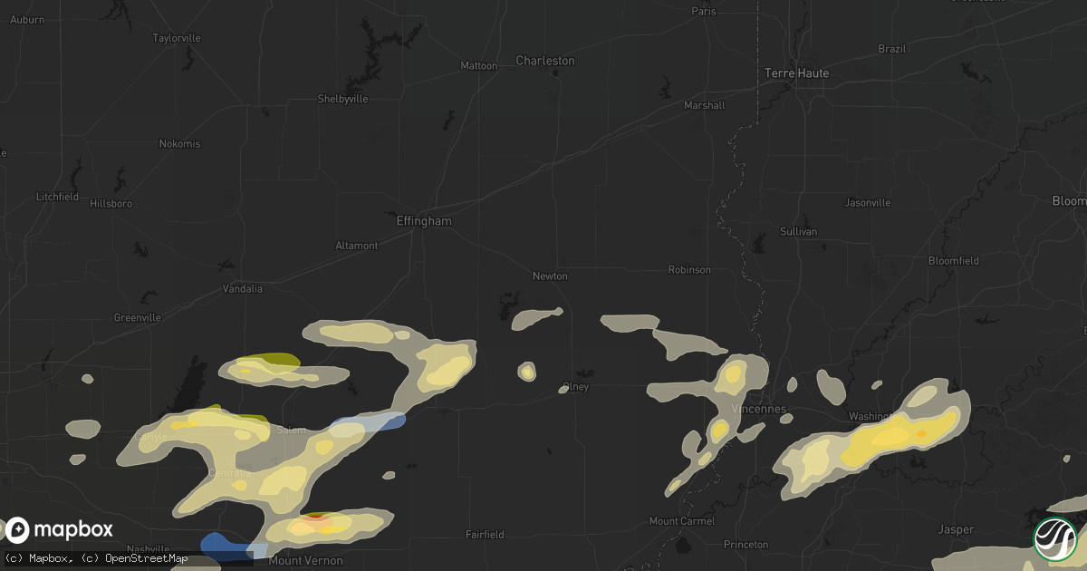 Hail map in Newton, IL on May 16, 2026