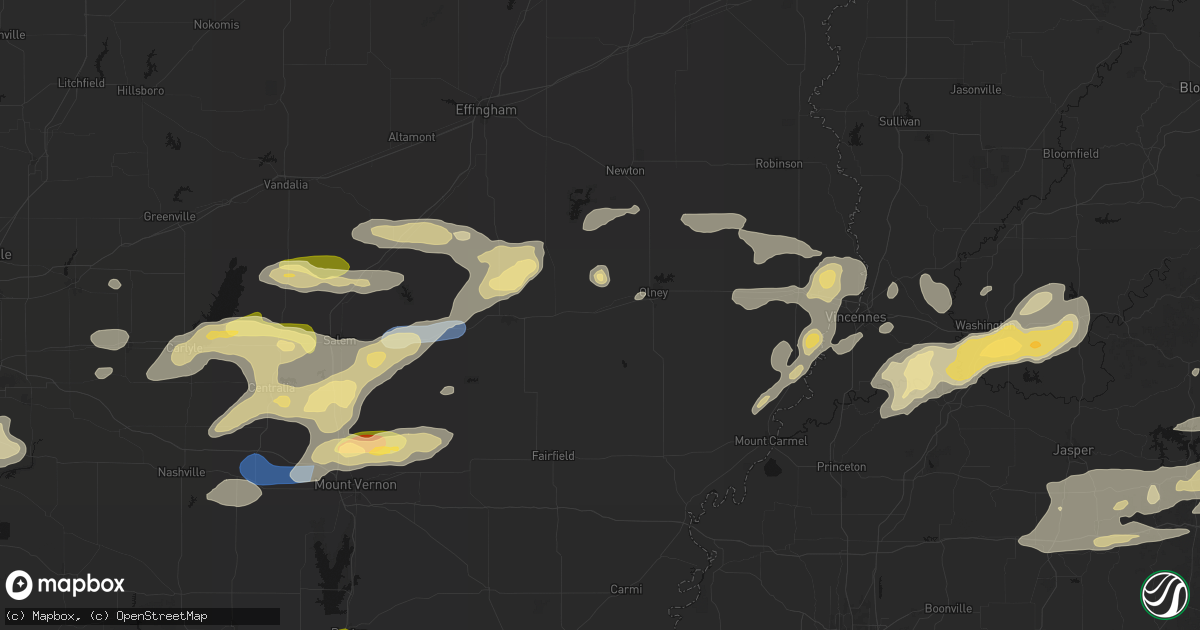 Hail map in Noble, IL on May 16, 2026