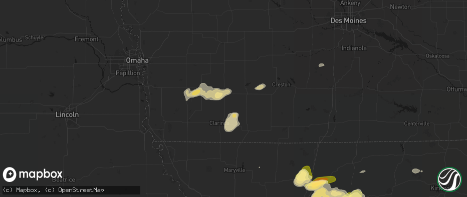 Hail map in Nodaway, IA on May 16, 2026