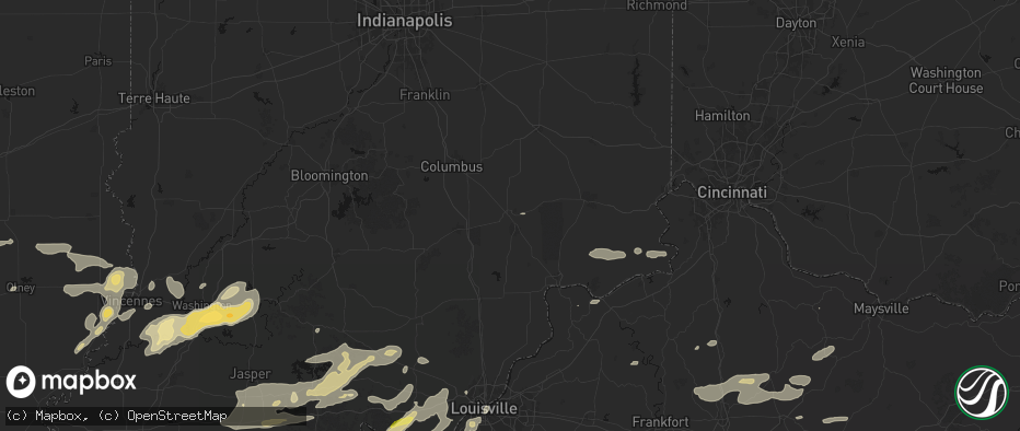 Hail map in North Vernon, IN on May 16, 2026