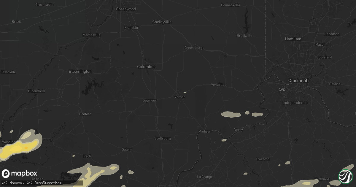 Hail map in North Vernon, IN on May 16, 2026